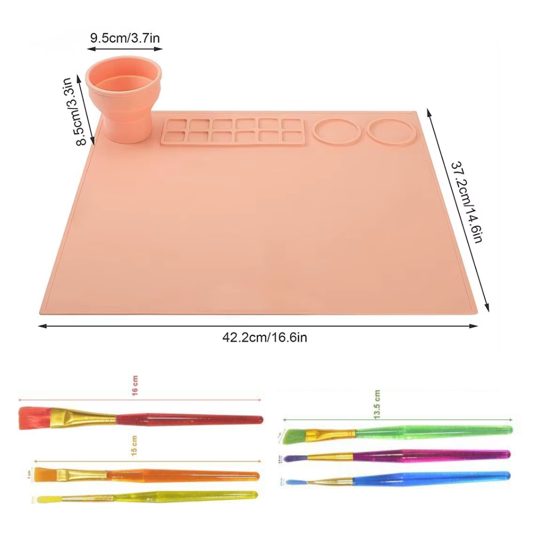 Silicone Paint Mat with Brush