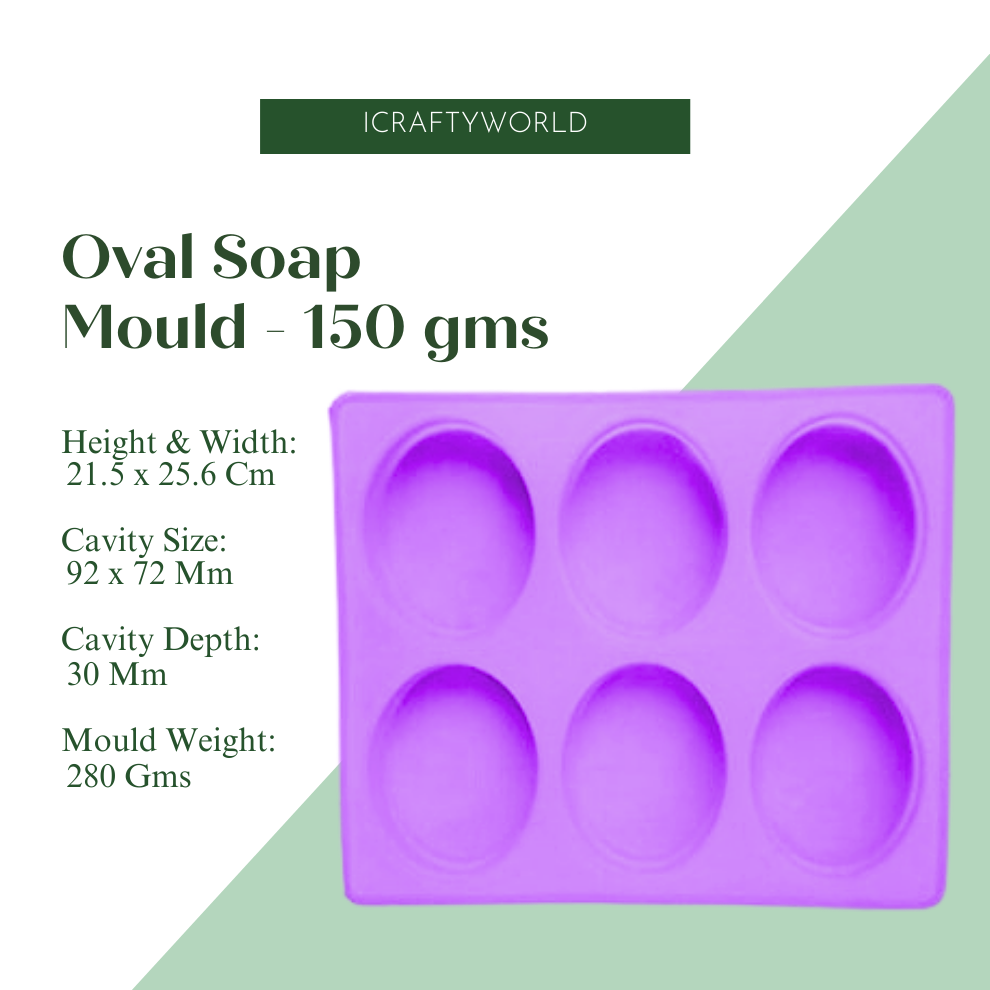 Silicone Handmade Oval Shape Soap Moulds with 6 Cavities -150 GM