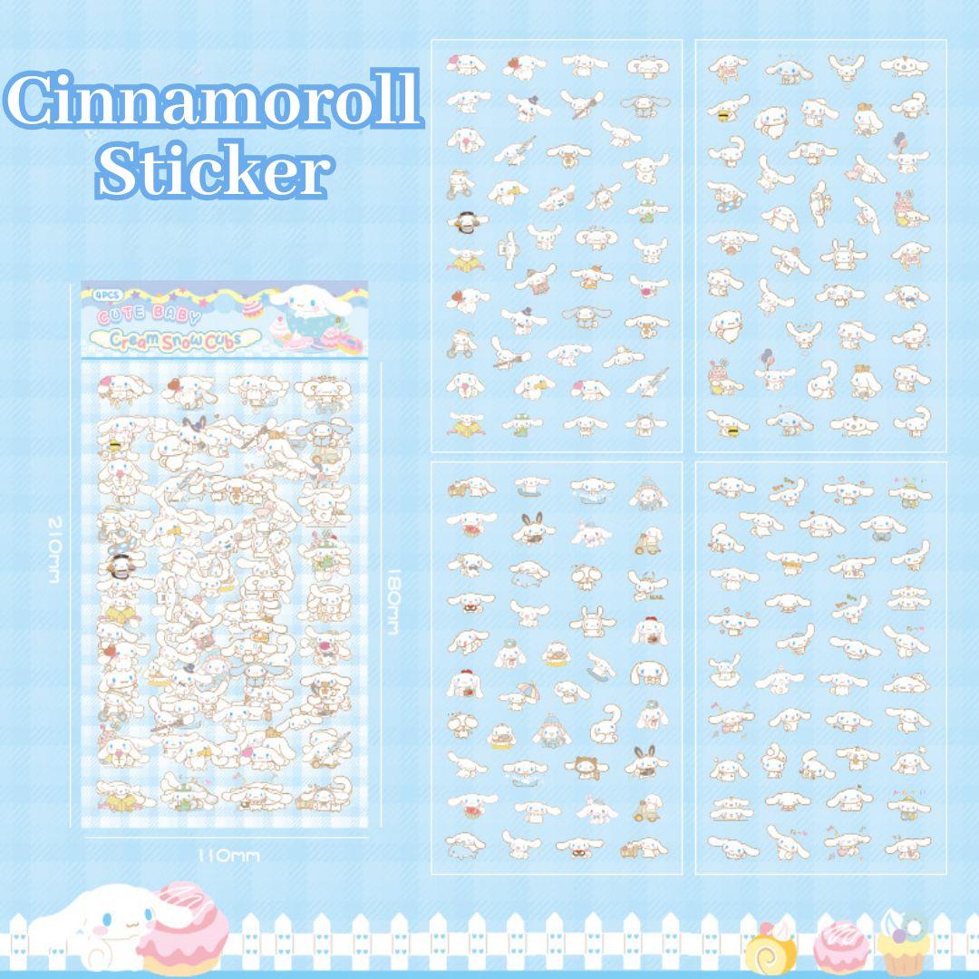 4 Sheets Sanrio Cartoon Stickers Set