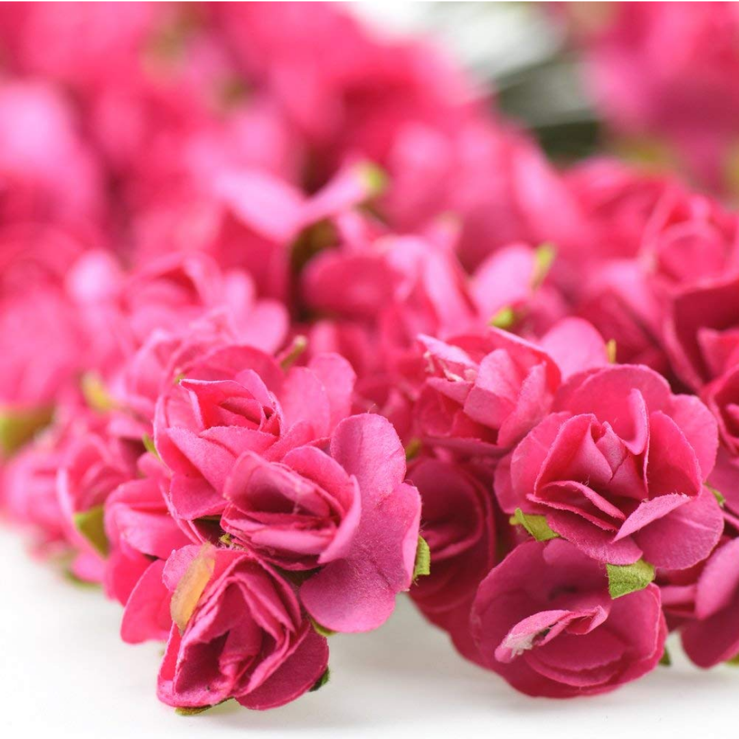 Artificial Rose Paper Flower Bunch - Dark Pink