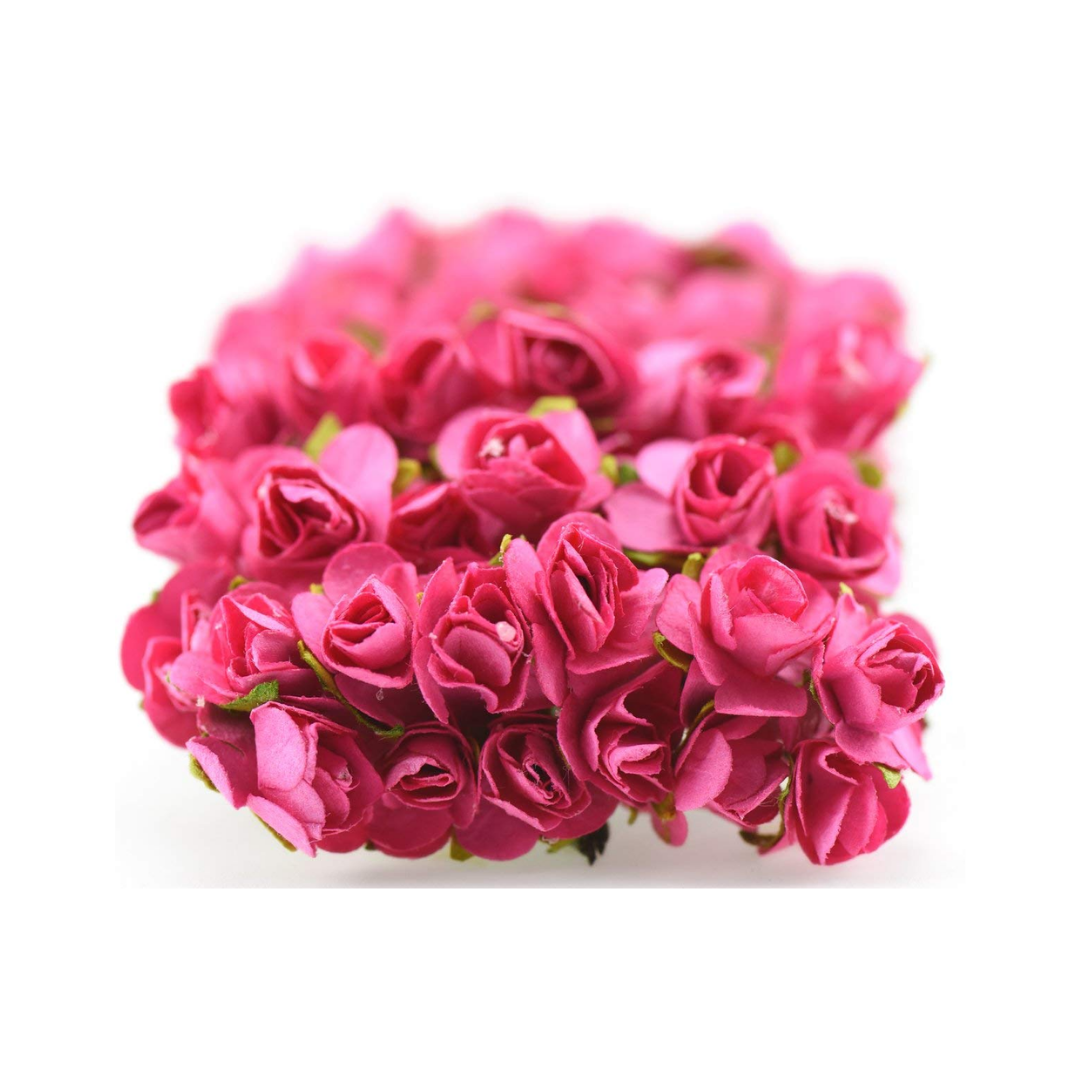 Artificial Rose Paper Flower Bunch - Dark Pink