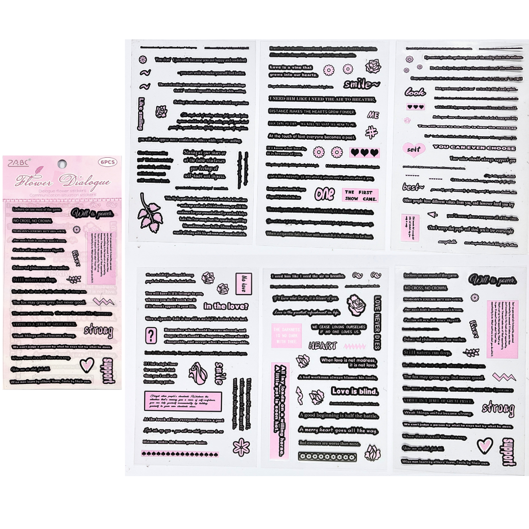 Motivational Quotes Journal Sticker, 6 Sheets