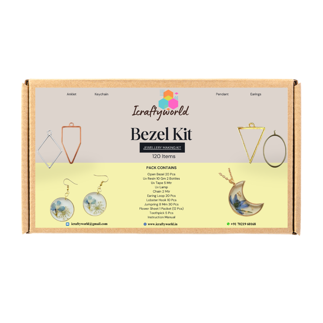 Uv Resin Kit, Bezel Jewellery Making Kit, 120 Items