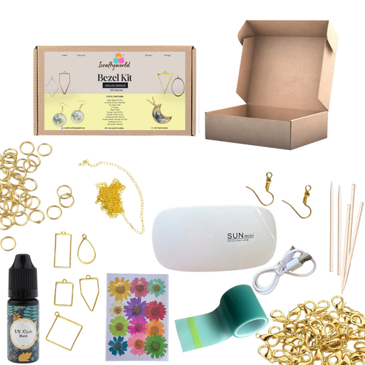 Uv Resin Kit, Bezel Jewellery Making Kit, 120 Items