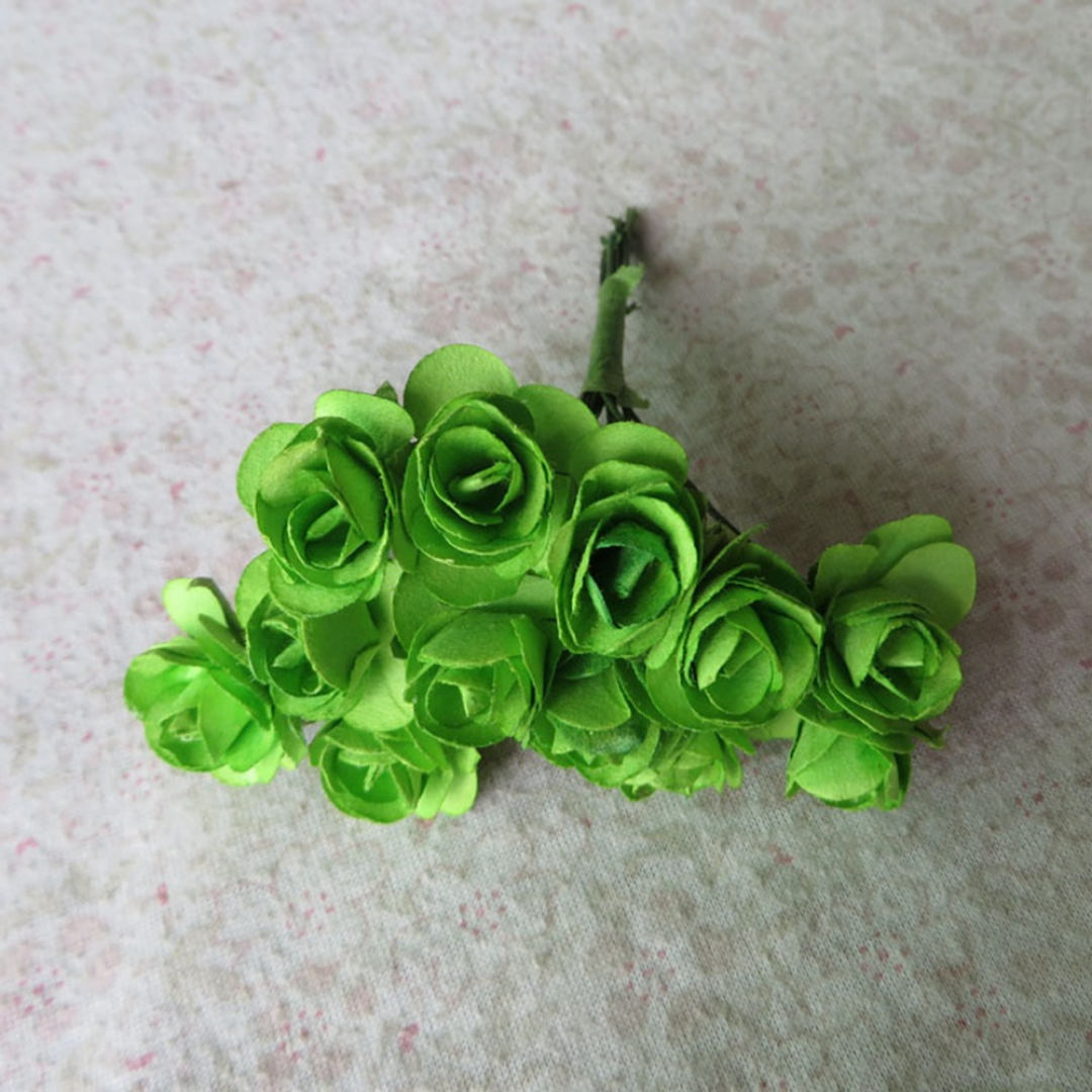 Artificial Rose Paper Flower Bunch for Gift Packing - Green