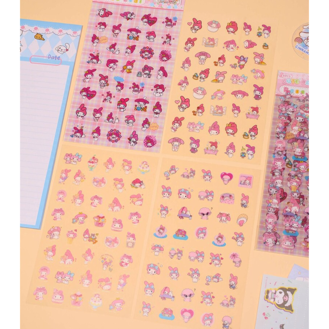 4 Sheets Sanrio Cartoon Stickers Set