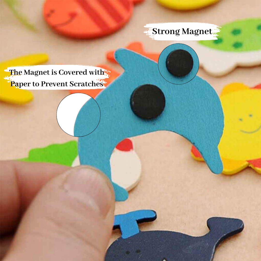 Multicolor Wooden Fridge Magnets Set Nature Design Magnet for Kids