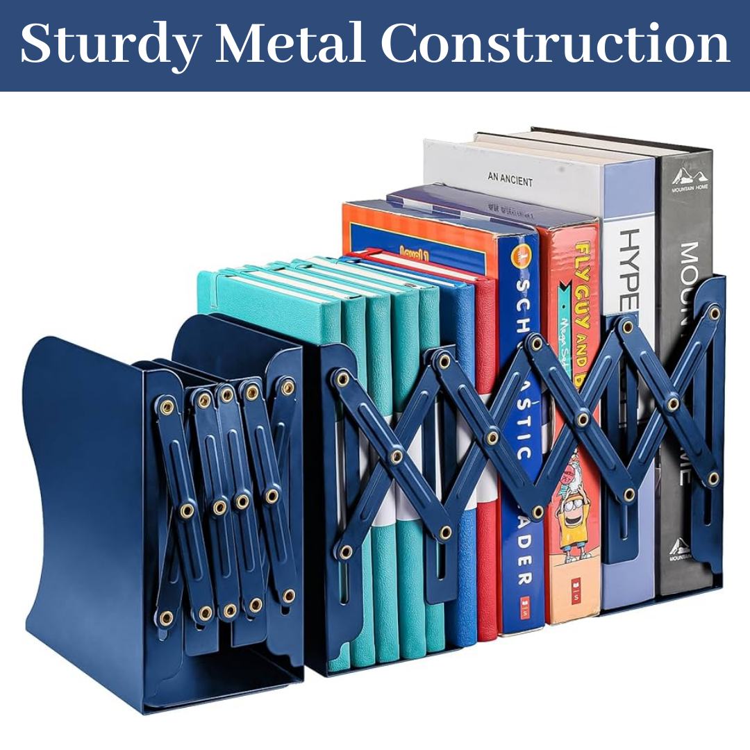 Metal Bookends Expandable Book Holder Organizer for Table (Space)