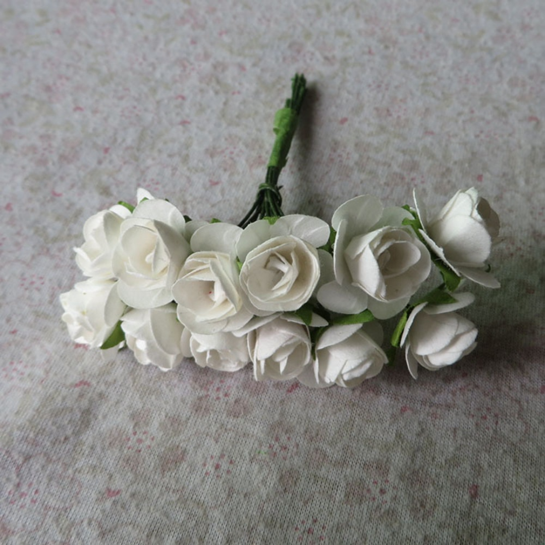Artificial Rose Paper Flower for Gift Packing - White