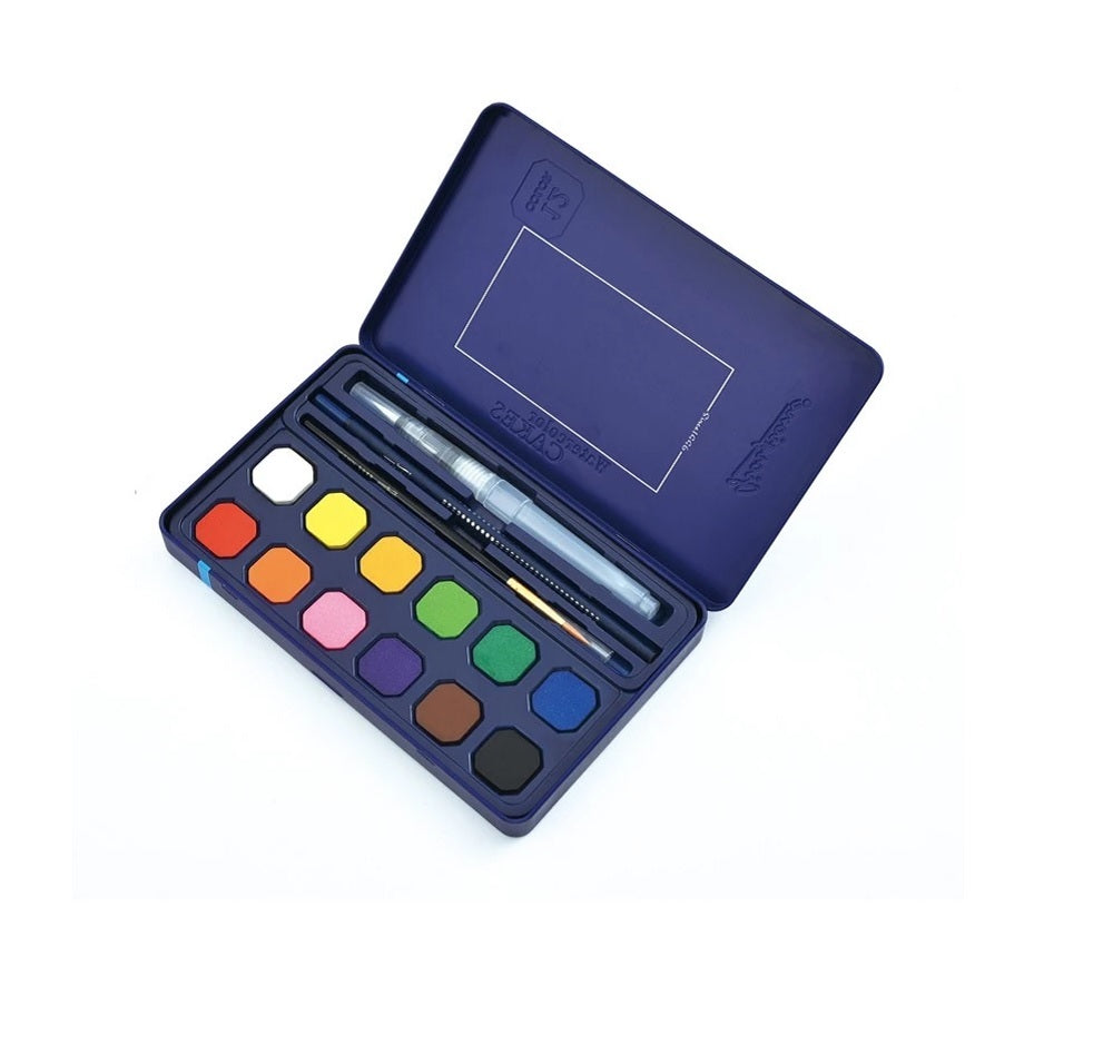 24 Watercolor Paints Set with Paint Brush Cake Color