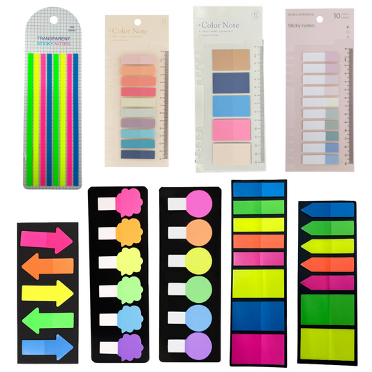 Transparent Sticky Notes Set PET Material Post, Arrow Flag, Sticky Tab, Pack of 9