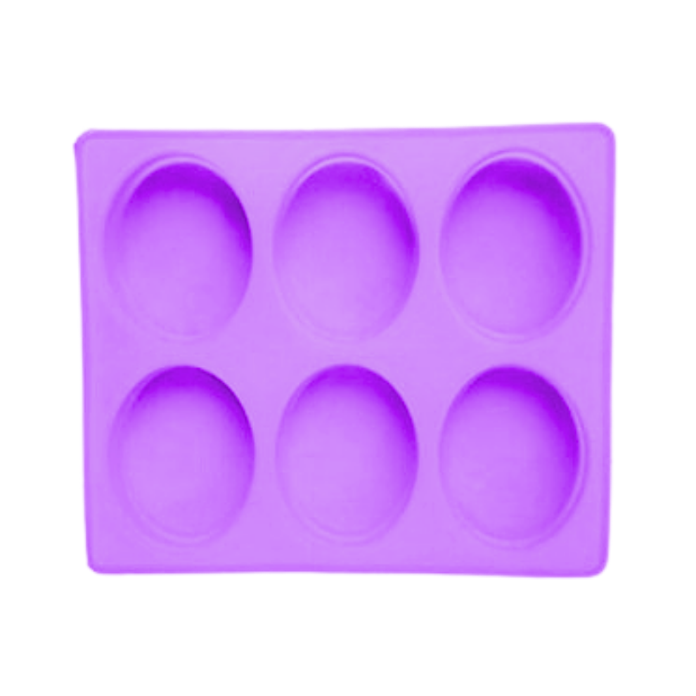 Silicone Handmade Oval Shape Soap Moulds with 6 Cavities -150 GM