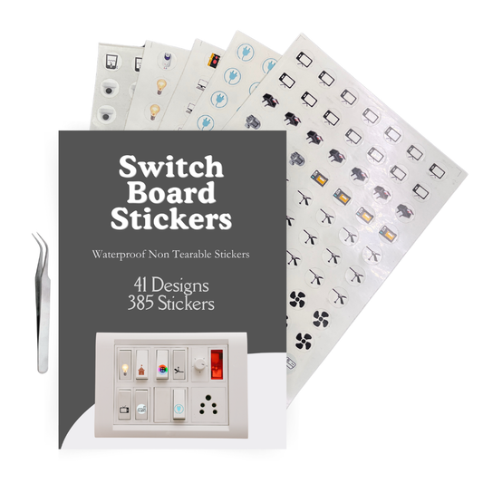 Transparent Electric Switch Board Stickers for Home, 41 Designs 5 Sheets