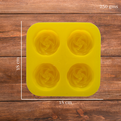 Blooming Rose Shape 4 Cavity Silicone Soap Mould 70 GMS