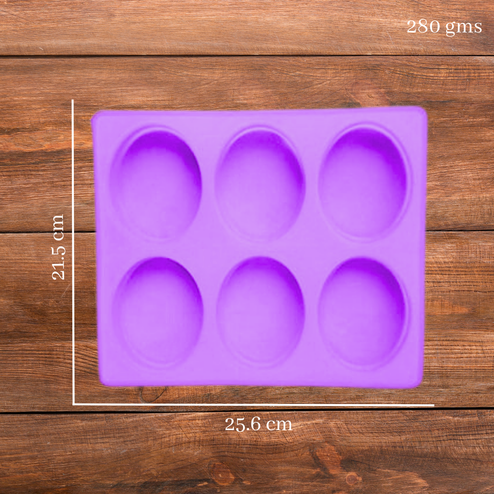 Silicone Handmade Oval Shape Soap Moulds with 6 Cavities -150 GM