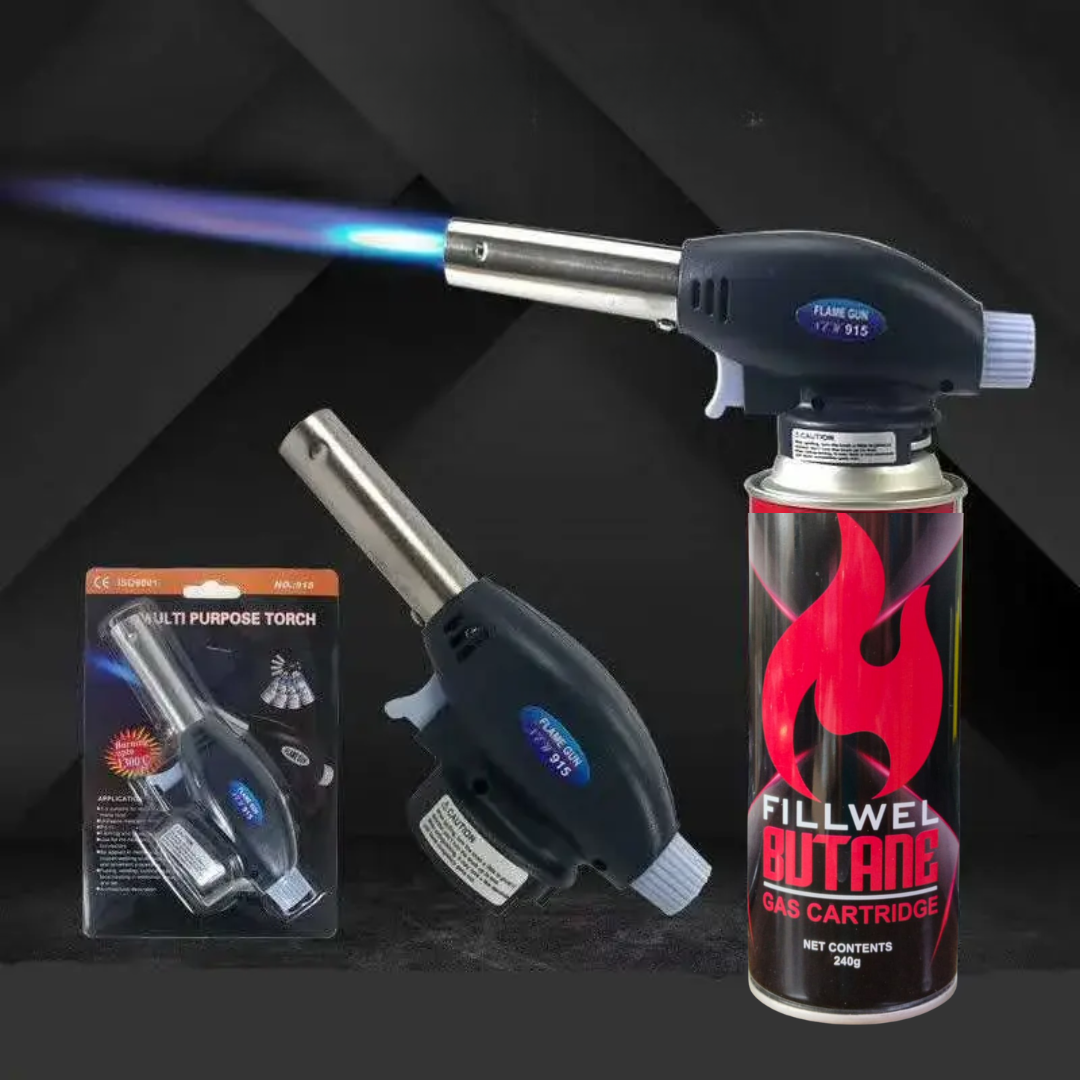 Butane Gas Lighter Flame Thrower Gun Camping Lighter