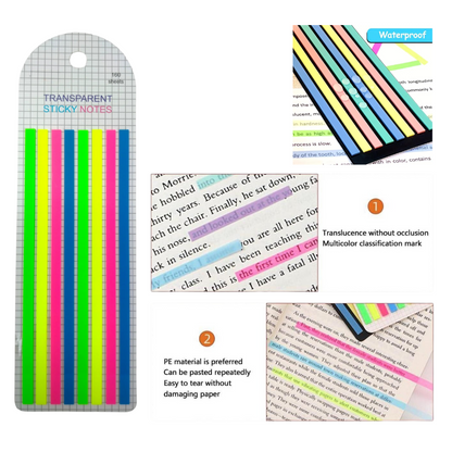 Transparent Sticky Notes Set PET Material Post, Arrow Flag, Sticky Tab, Pack of 9