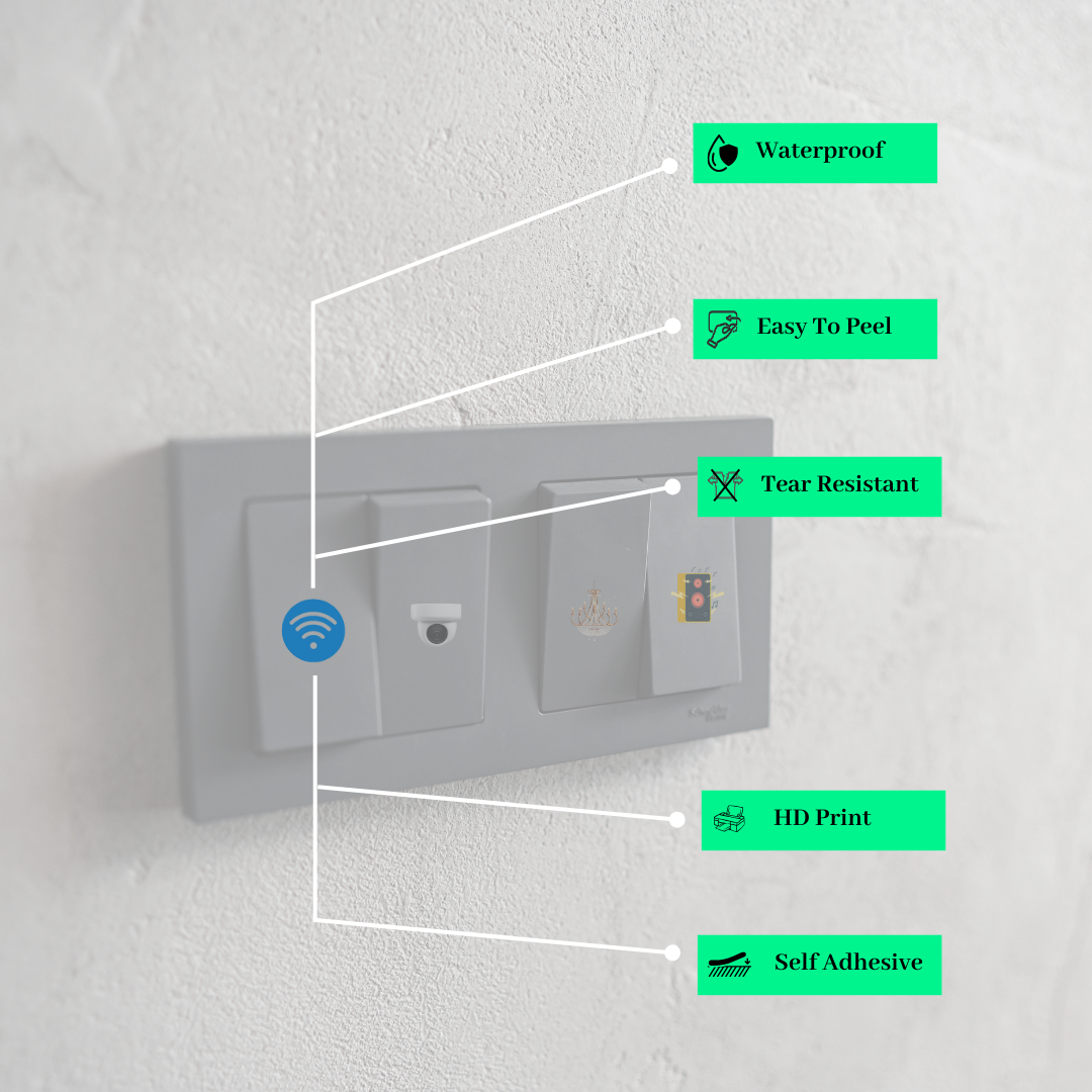 Transparent Electric Switch Board Stickers for Home, 41 Designs 5 Sheets
