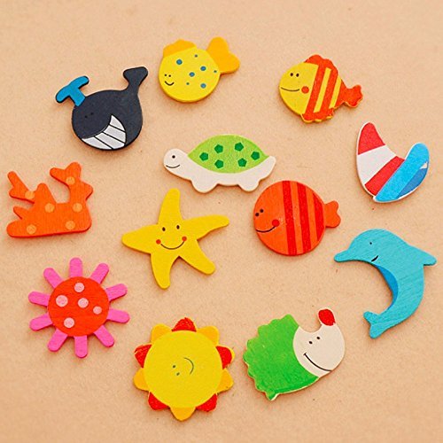 Multicolor Wooden Fridge Magnets Set Nature Design Magnet for Kids