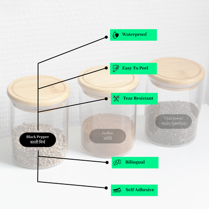 Pre-Printed Stickers for Kitchen Containers Spice Organizer, 5 Sheets
