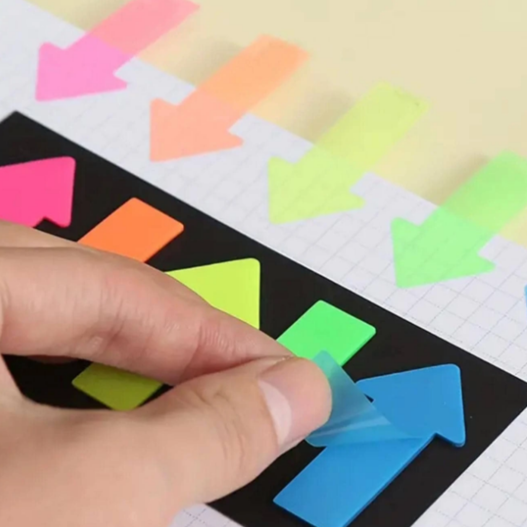 Transparent Sticky Notes Set PET Material Post, Arrow Flag, Sticky Tab, Pack of 9