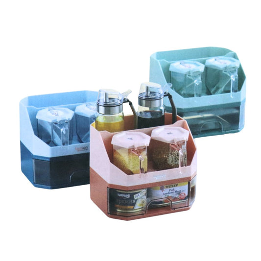 Condiment Storage Box with 2 Jars and Spoon