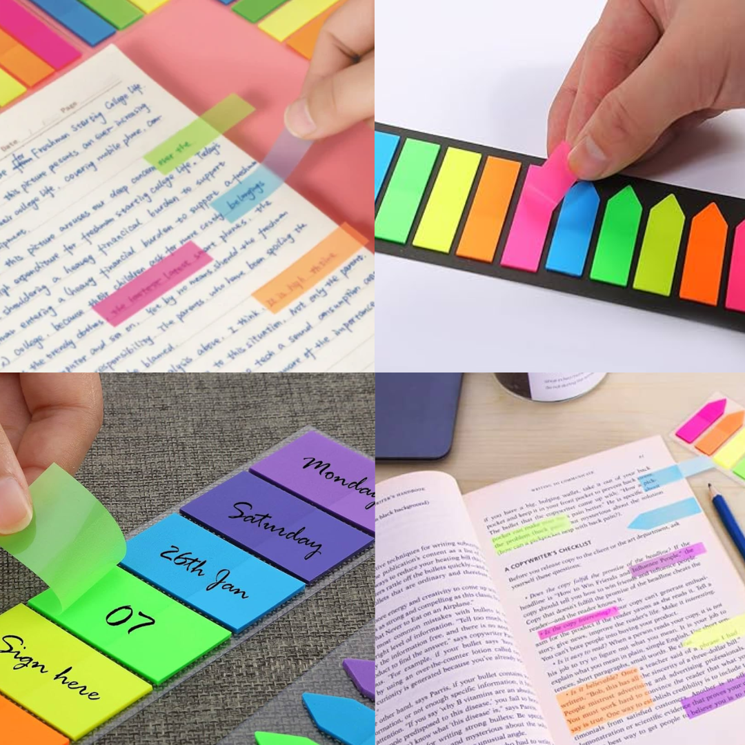 Transparent Sticky Notes Set PET Material Post, Arrow Flag, Sticky Tab, Pack of 9