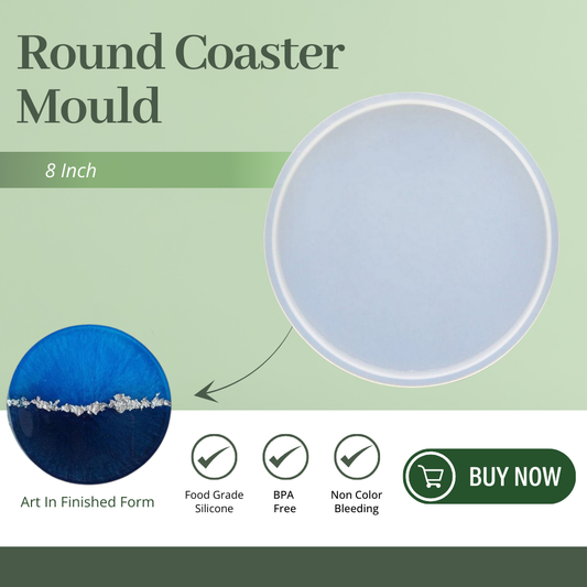 8 Inch Silicone Round Coaster Mould, Pack of 1