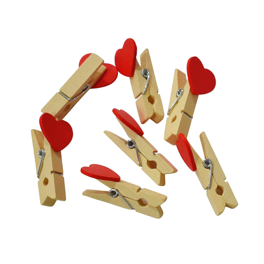 Mini Wooden Paper Clips with String