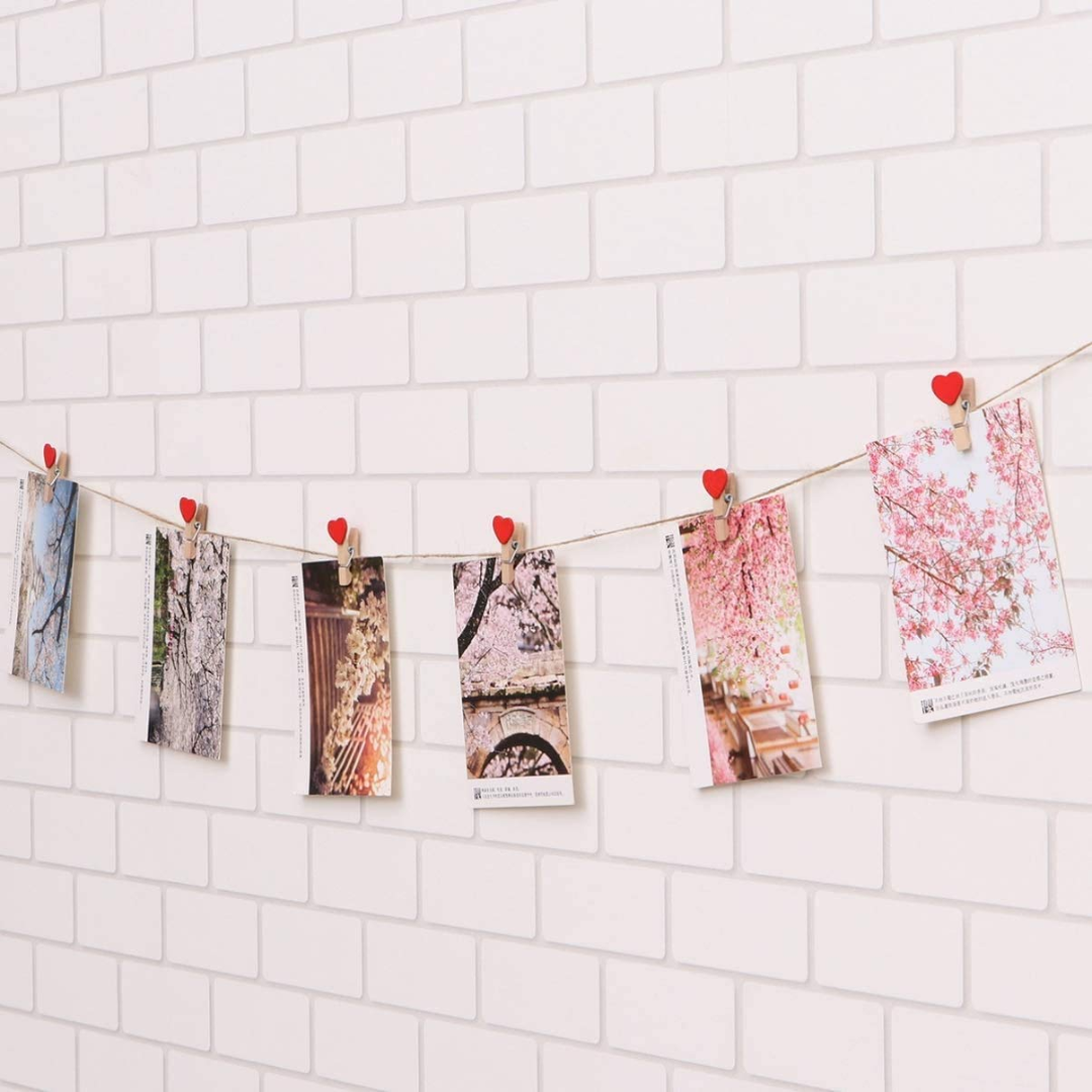 Mini Wooden Paper Clips with String
