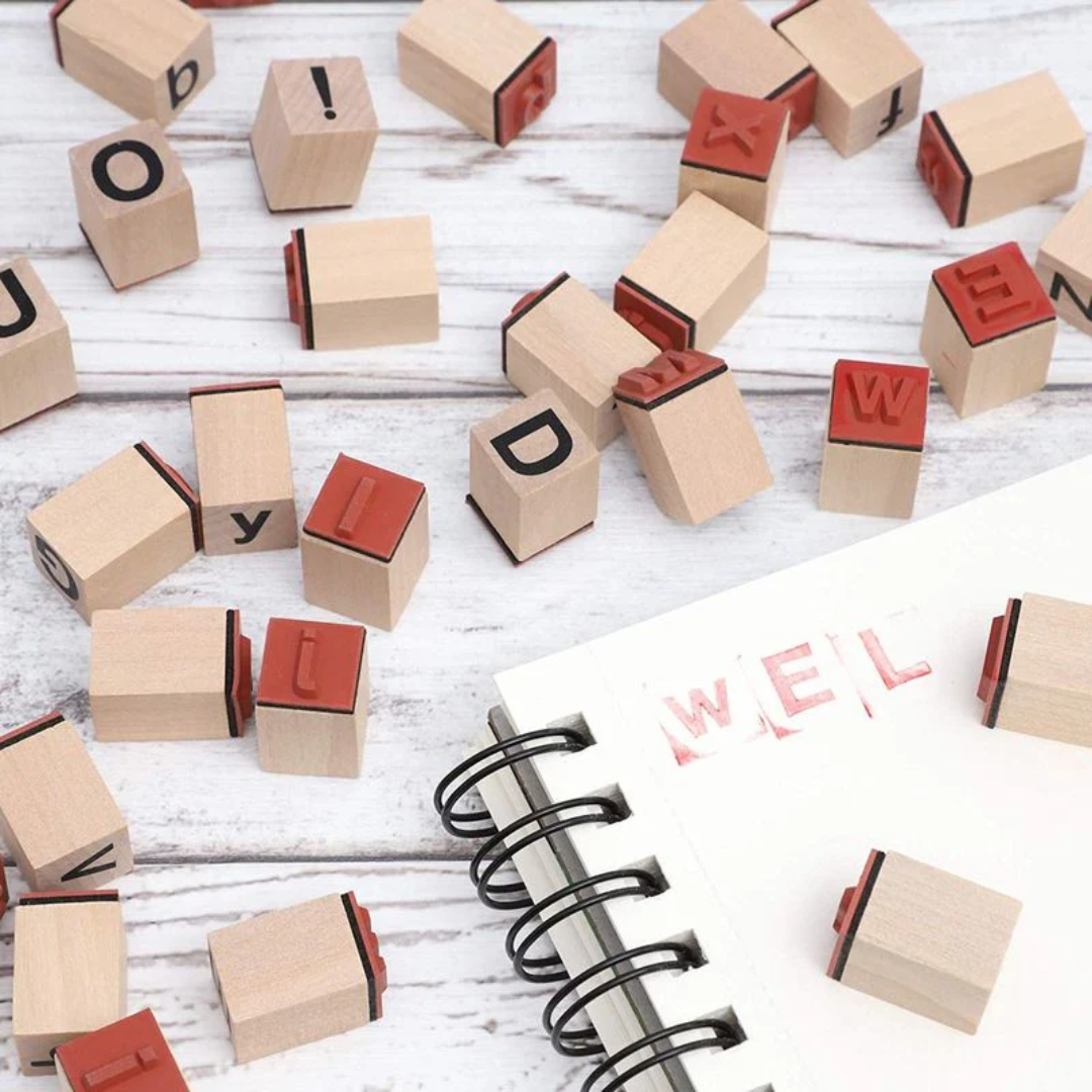 Alphabet & Numbers Rubber Stamp