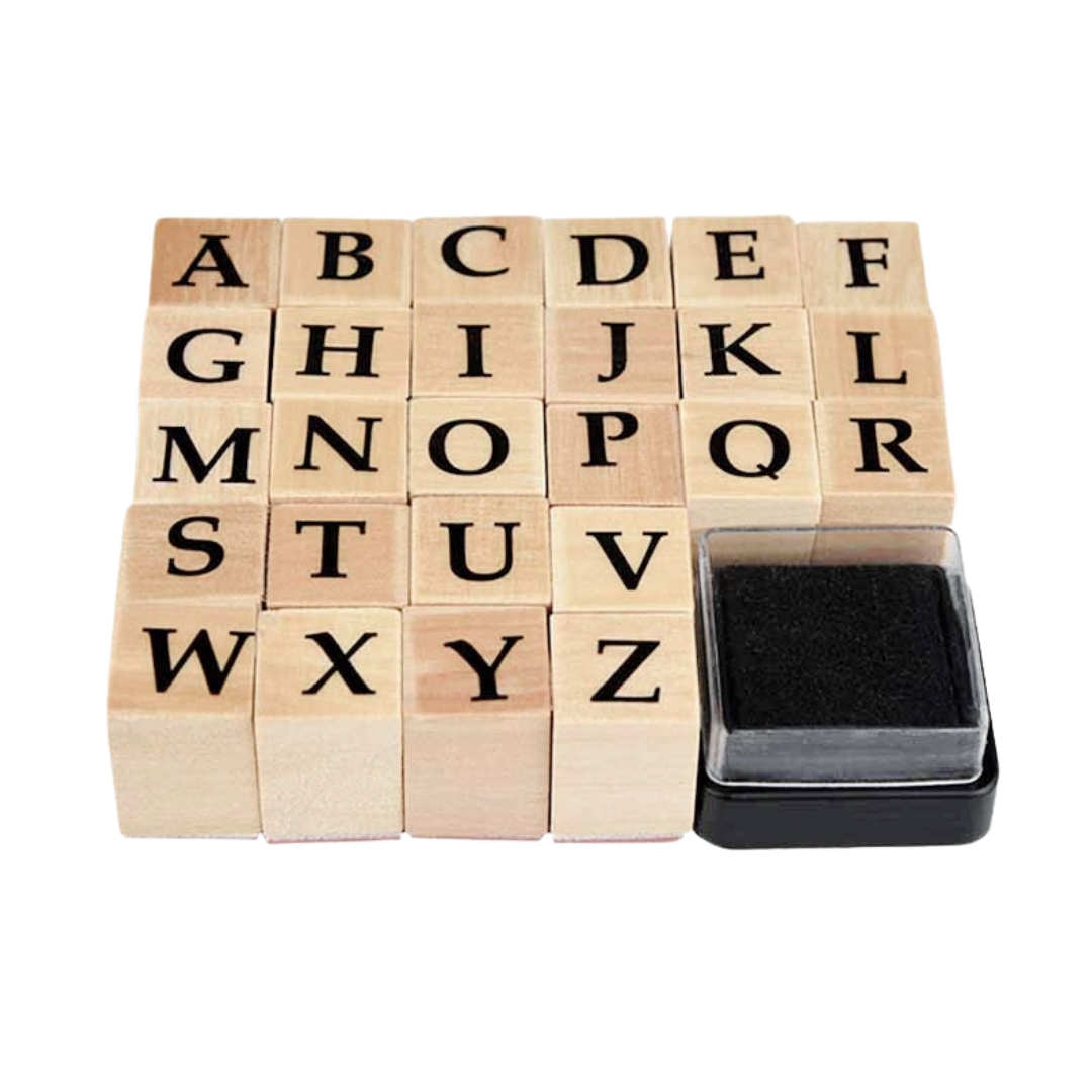 Alphabet & Numbers Rubber Stamp
