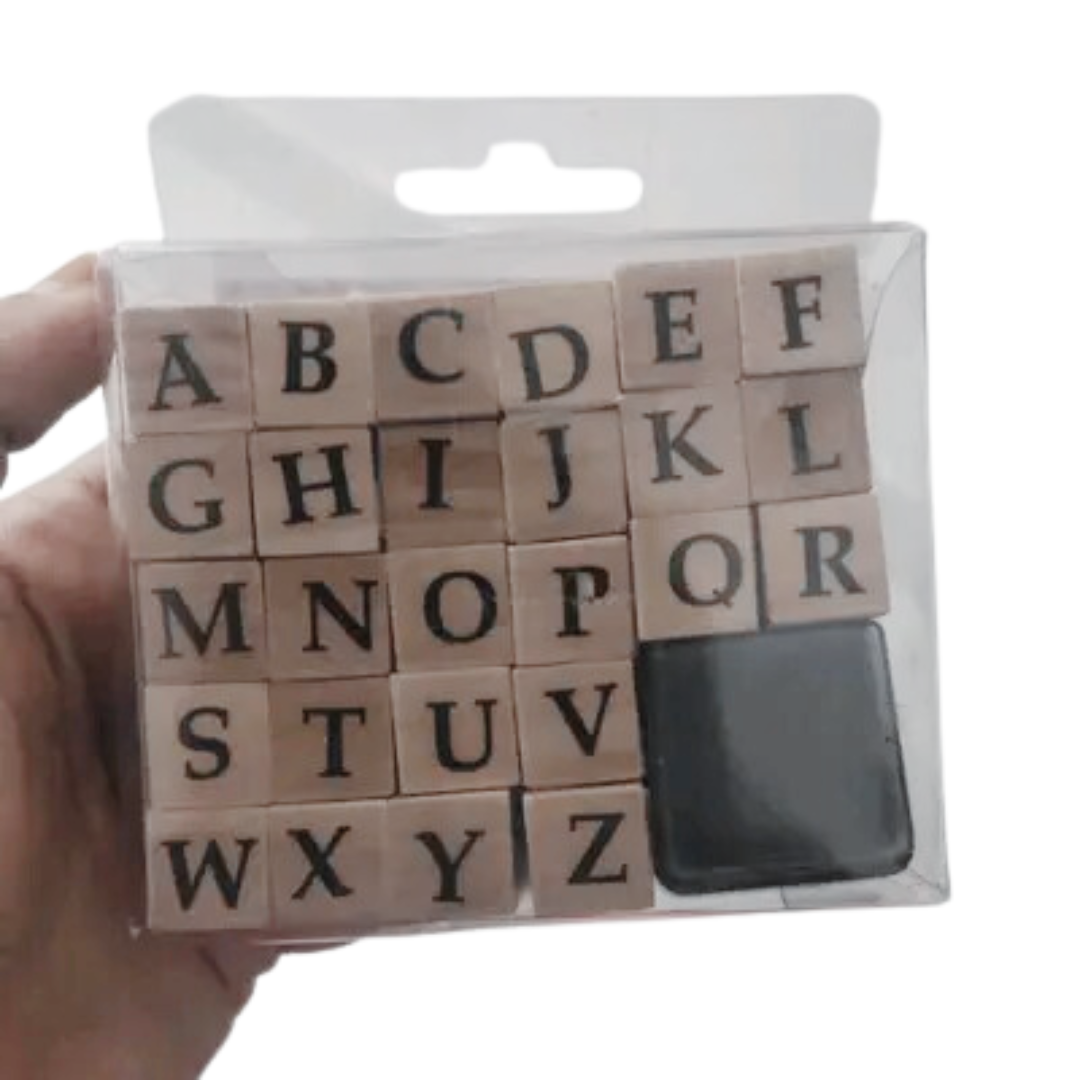 Alphabet & Numbers Rubber Stamp