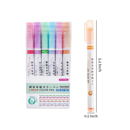 Dot Linear Roller Color Pen Highlighter Magic Outline Border Pen