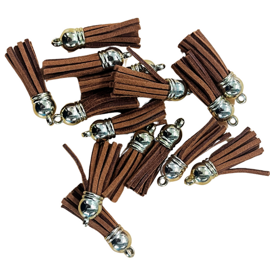Dark Brown Leather Tassel with Gold Cap (20 Pcs)