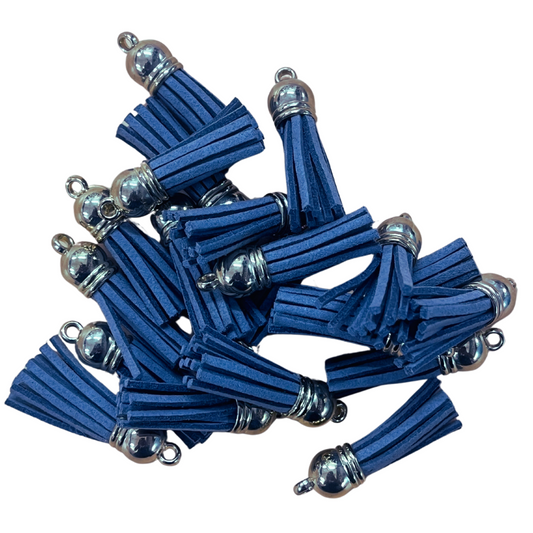 Dark Blue Leather Tassel with Gold Cap (20 Pcs)