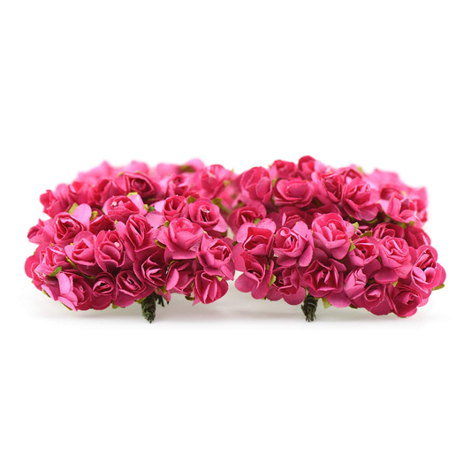 Artificial Rose Paper Flower Bunch - Dark Pink