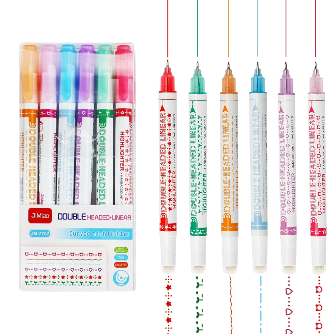 Dot Linear Roller Color Pen Highlighter Magic Outline Border Pen