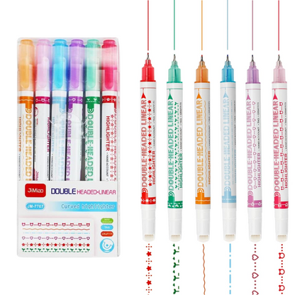 Dot Linear Roller Color Pen Highlighter Magic Outline Border Pen