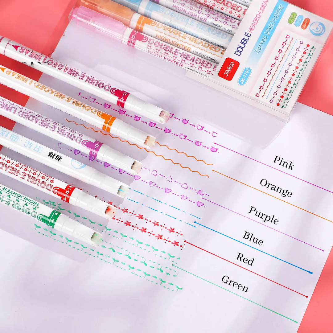 Dot Linear Roller Color Pen Highlighter Magic Outline Border Pen