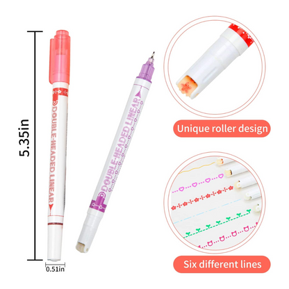 Dot Linear Roller Color Pen Highlighter Magic Outline Border Pen