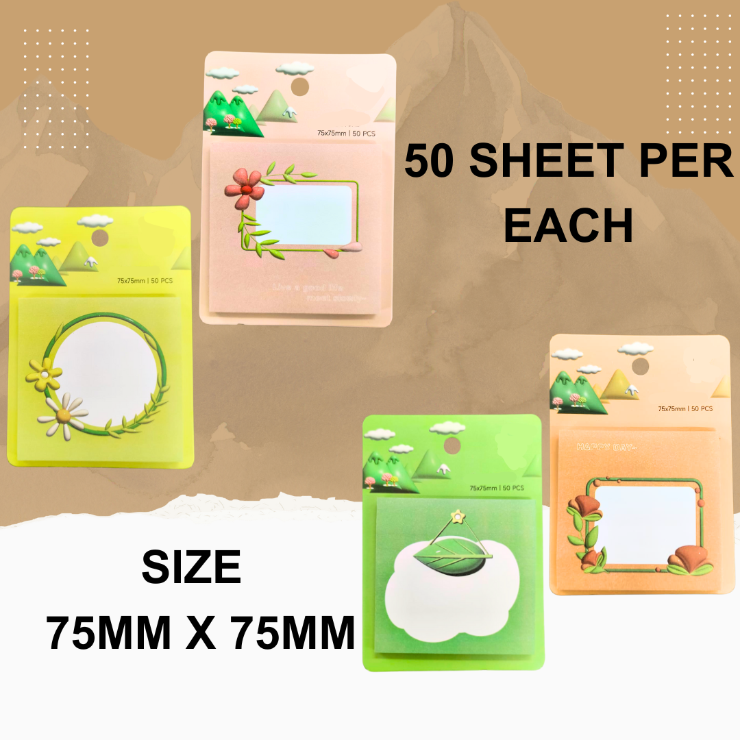 Cute Print Sticky Notes Set Post It, Pack of 4, 200 Sheets
