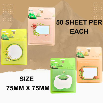 Cute Print Sticky Notes Set Post It, Pack of 4, 200 Sheets