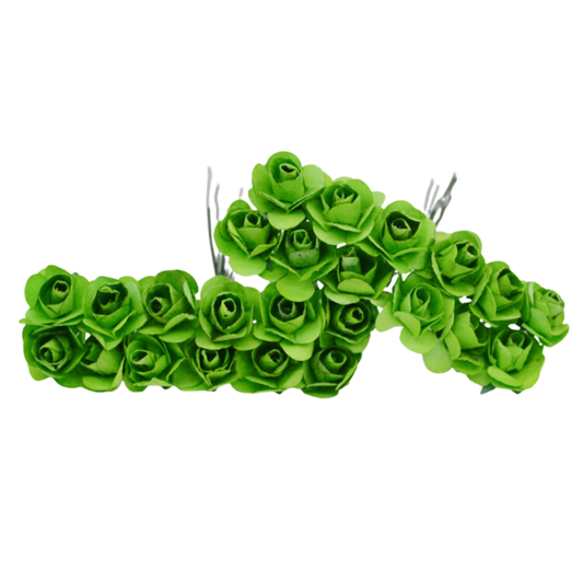 Artificial Rose Paper Flower Bunch for Gift Packing - Green