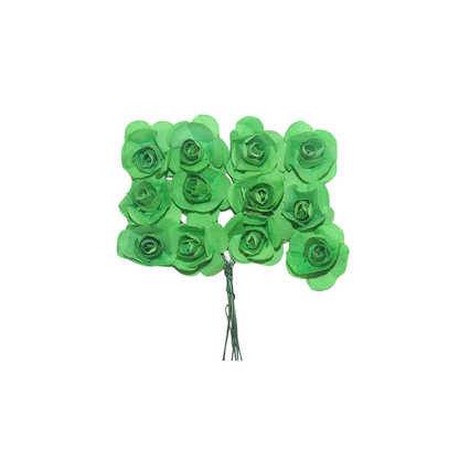 Artificial Rose Paper Flower Bunch for Gift Packing - Green