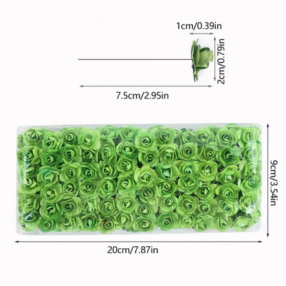 Artificial Rose Paper Flower Bunch for Gift Packing - Green