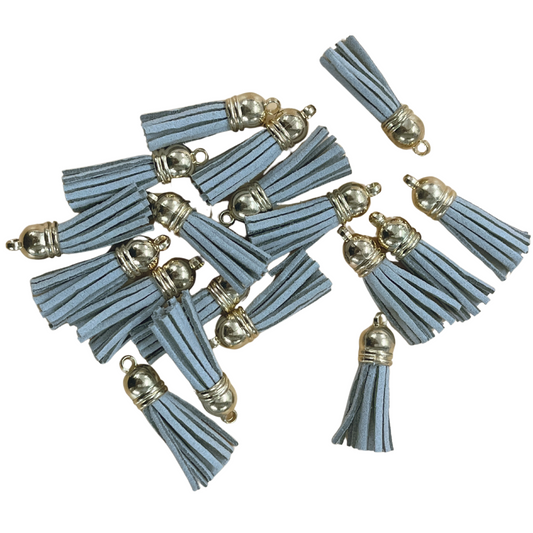 Grey Leather Tassel with Gold Cap (20 Pcs)