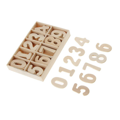 Unpainted Wooden Number Set - 60 Pcs