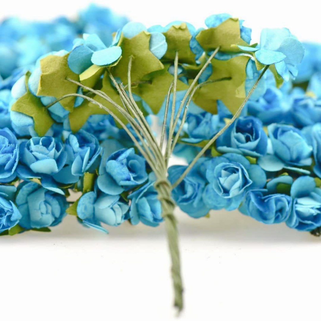 Handmade Artificial Rose Paper Flower for Gift Packing - Light Blue