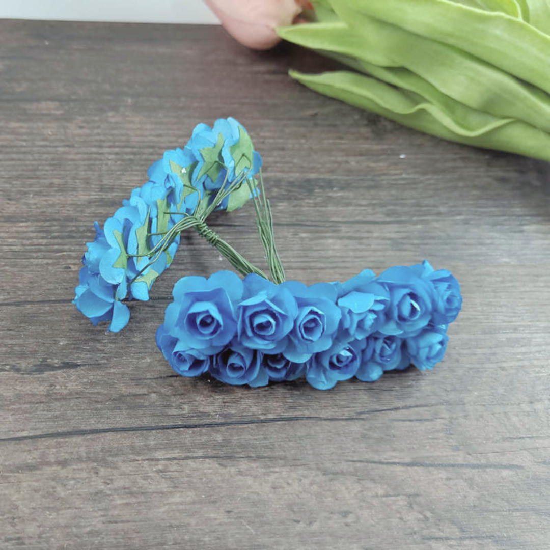 Handmade Artificial Rose Paper Flower for Gift Packing - Light Blue